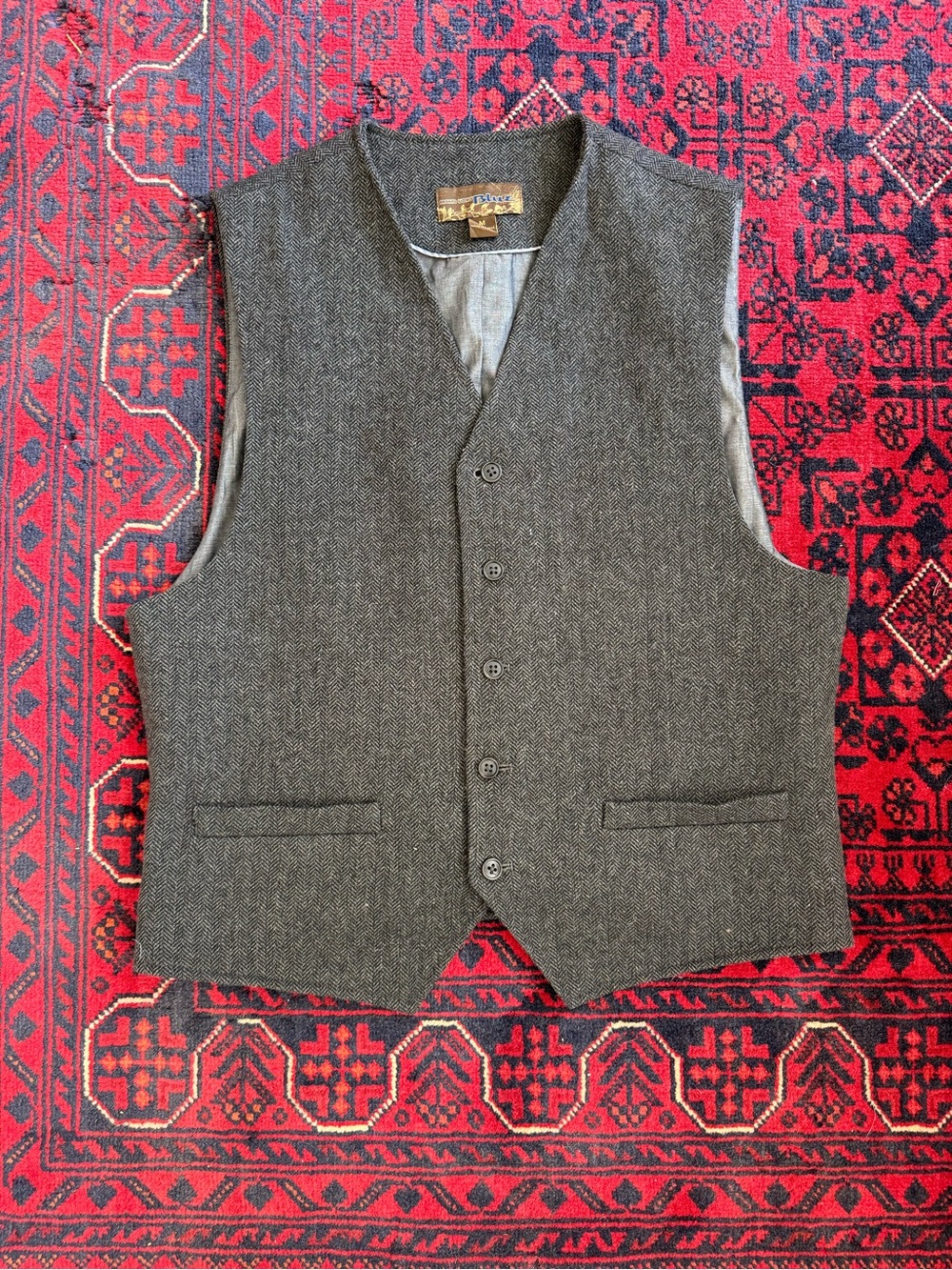 Pronto Uomo Charcoal Herringbone Wool Vest